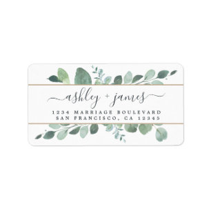 Greenery Script Wedding Return Address Label