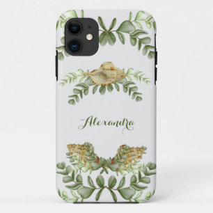 Greenery Seashell Nautical Cream Shells Coastal iP iPhone 11 Case
