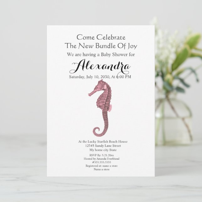 Greenery Seashell Pink Girl Floral Baby Shower (Standing Front)