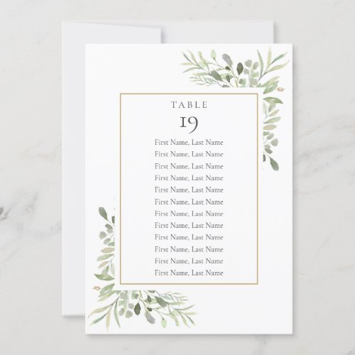 Greenery Seating Chart 2 Sided Table Number