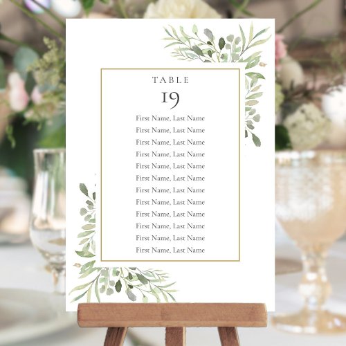 Greenery Seating Chart 2 Sided Table Number