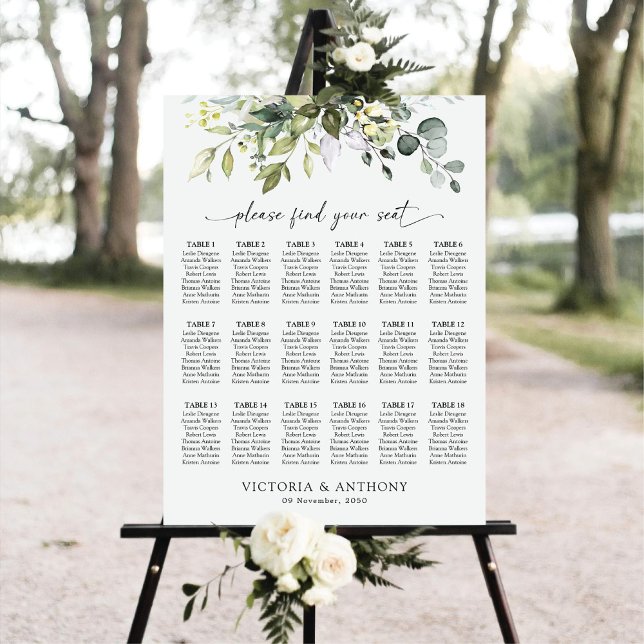 Greenery Seating Chart Foam Boards (Creator Uploaded)