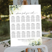 Greenery Seating Chart Foam Boards