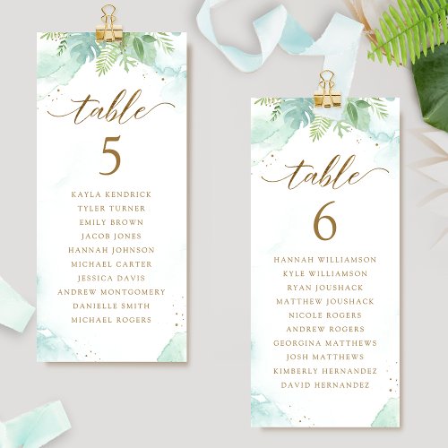 Greenery Seating Plan Cards with Guest Names