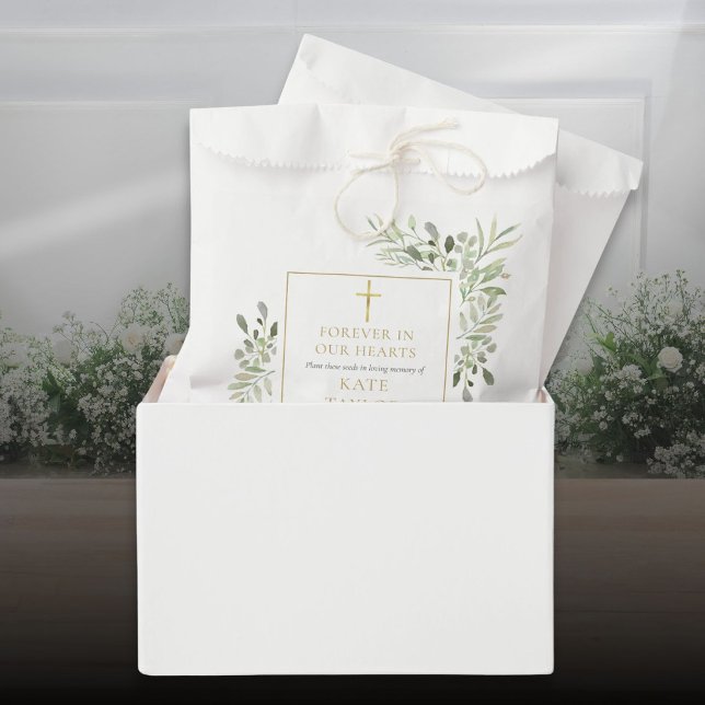 Greenery Seed Packet Christian Funeral Memorial Favor Bag (Greenery Seed Packet Christian Funeral Memorial Favor Bag)