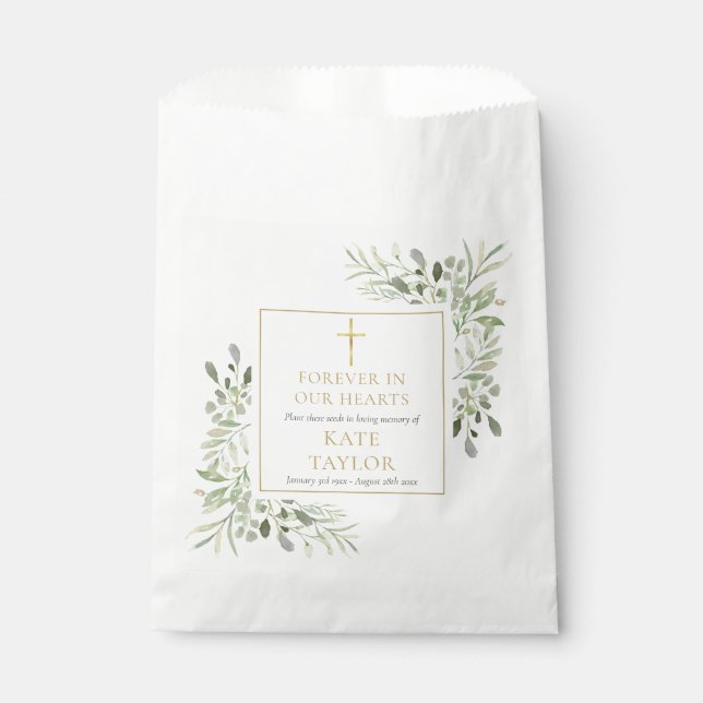 Greenery Seed Packet Christian Funeral Memorial Favor Bag (Front)