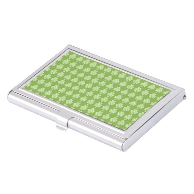 Greenery Shamrock Clover Polka dots Patrick's Day Case For Business Cards (Front)