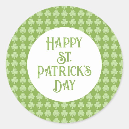 Greenery Shamrock Clover Polka dots Patricks Day Classic Round Sticker