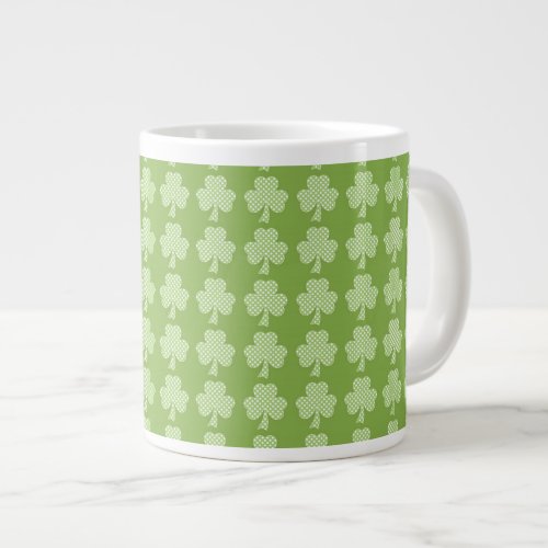 Greenery Shamrock Clover Polka dots Patricks Day  Giant Coffee Mug