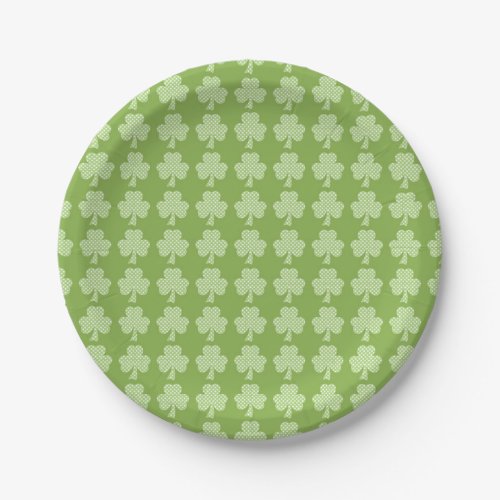 Greenery Shamrock Clover Polka dots Patricks Day Paper Plates
