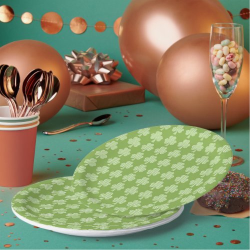 Greenery Shamrock Clover Polka dots Patricks Day Paper Plates