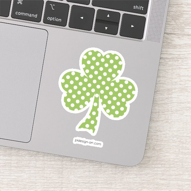 Greenery Shamrock Clover Polka dots Patrick's Day Sticker (Detail)