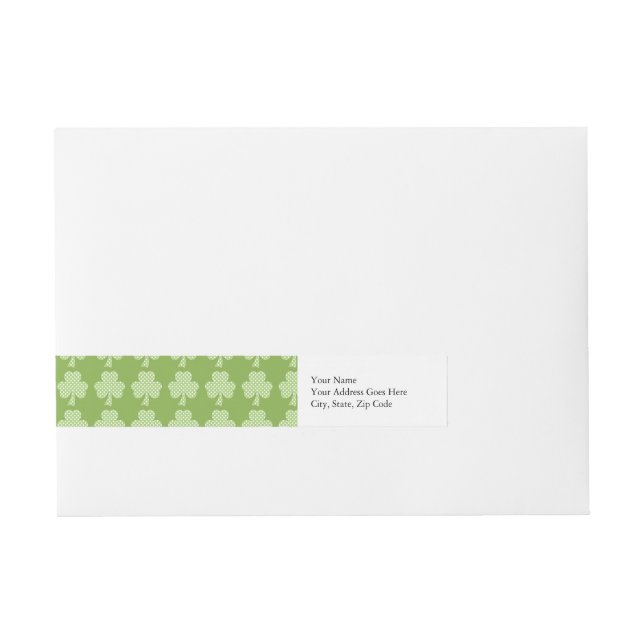 Greenery Shamrock Clover Polka dots Patrick's Day Wrap Around Address Label (Front)