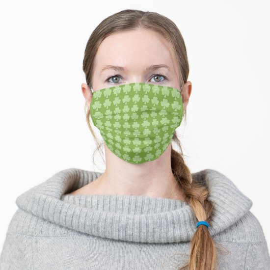 Greenery Shamrock Clover Polka dots pattern Adult Cloth Face Mask