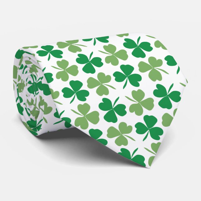 Greenery Shamrock Pattern Neck Tie (Rolled)