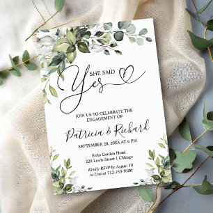 Greenery She Said Yes Engagement Party Invitation