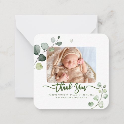 Greenery Shower Thank You DIY Color Note Card