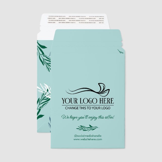Greenery Silhouette Your Logo Small Business Offer Envelope Mailers (Front & Back)