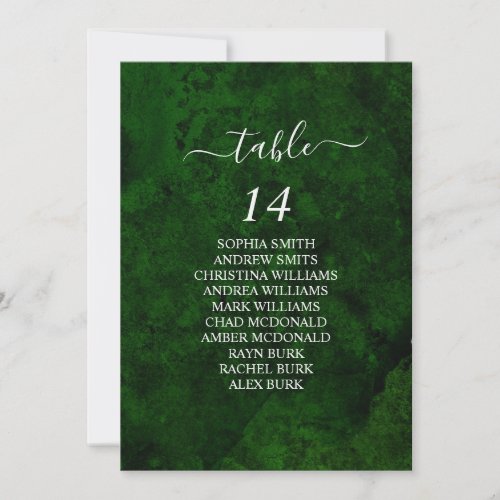 Greenery & Silver Calligraphy Seating Chart Cards