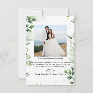 Greenery Simple Script Wedding Thank You Card