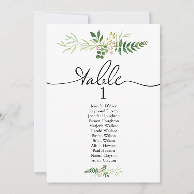 Handmade Personalised Wedding Table Plan Cards Individual Header Card Eucalyptus 
