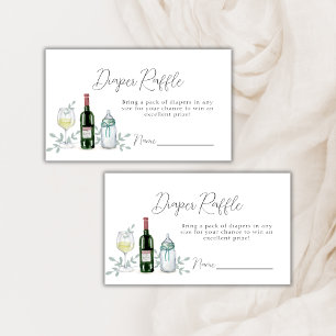 Greenery Sip & See Diaper Raffle Baby Shower Enclosure Card