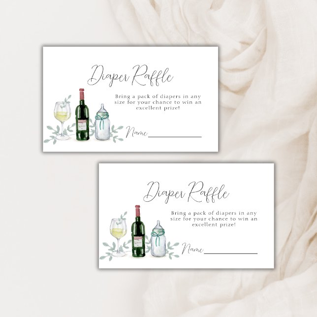 Greenery Sip & See Diaper Raffle Baby Shower Enclosure Card (Greenery Sip & See Diaper Raffle Baby Shower Enclosure Card)