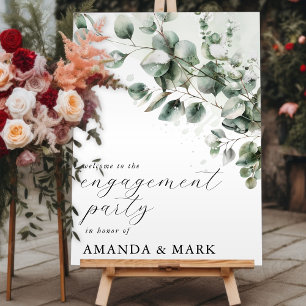 Greenery Snow Eucalyptus Winter Engagement Welcome Foam Board