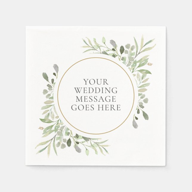 Greenery Soft Eucalyptus Foliage Leaves Wedding Napkins (Front)