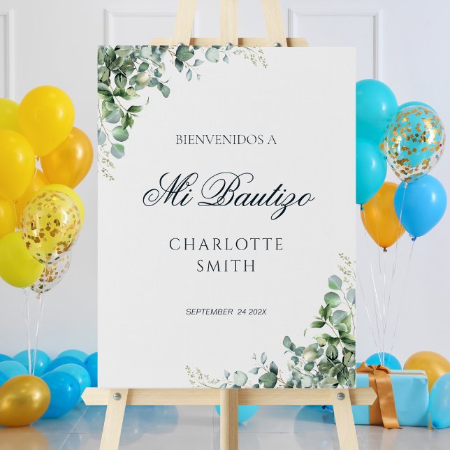Greenery Spanish Bautizo Welcome Sign Bienvenidos (Greenery Spanish Bautizo Welcome Sign Bienvenidos)