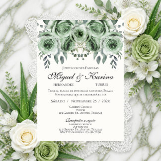 Greenery Spanish Wedding invitation