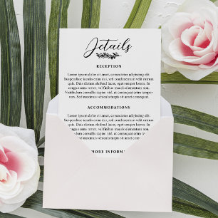 Greenery Sprig Elegant Wedding Details Enclosure Card