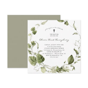 Greenery | Spring Summer Botanical Baptism Invitation