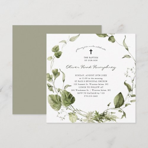 Greenery | Spring Summer Botanical Baptism Invitation