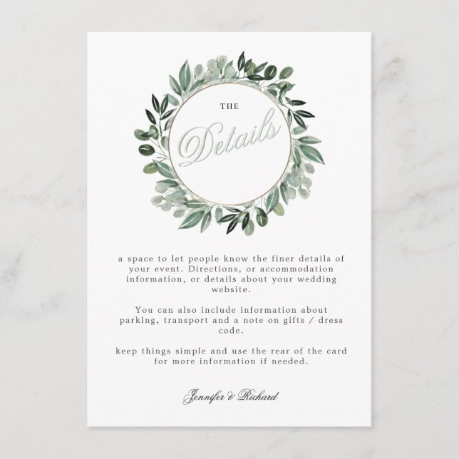 Greenery Squarelett, bouquet watercolour greenery  Enclosure Card (Front)