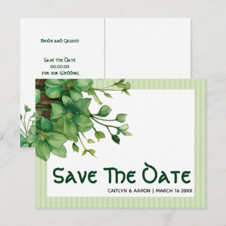 Greenery St. Patricks Day Celtic Save the Date Postcard
