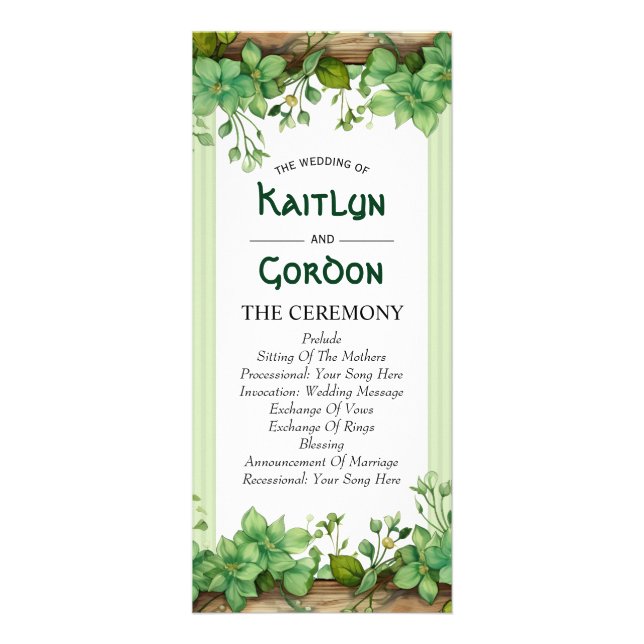 Greenery St. Patrick's Day Irish wedding program (Front)