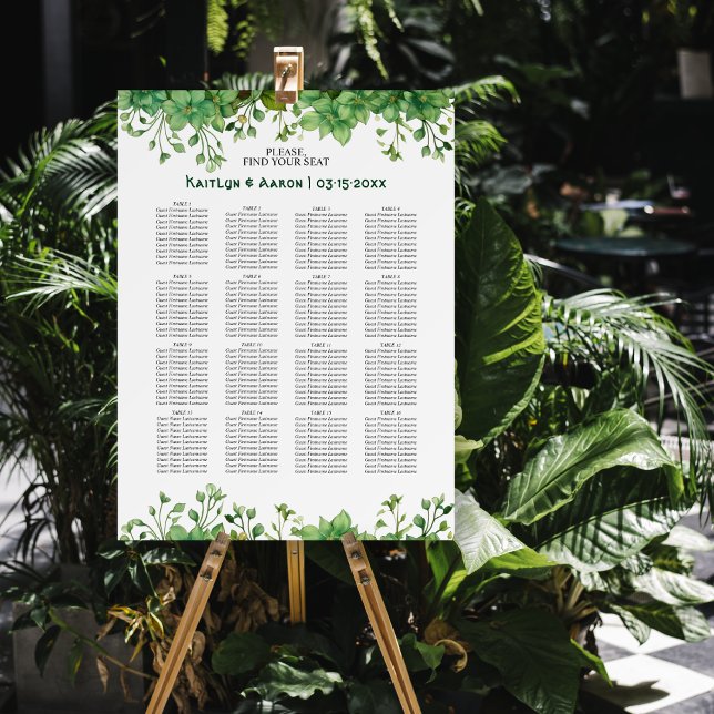 Greenery St. Patricks Day wedding seating chart Foam Board (Creator Uploaded)