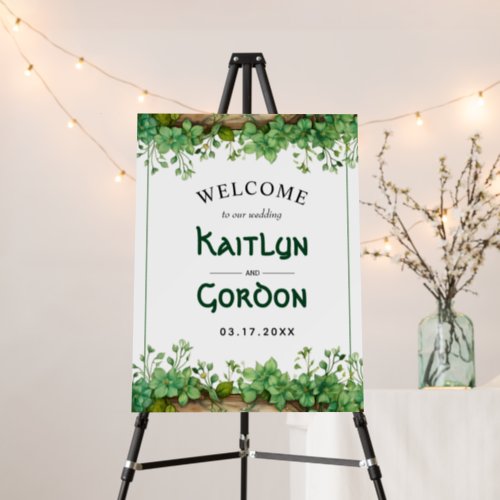 Greenery St Patricks Day wedding welcome sign