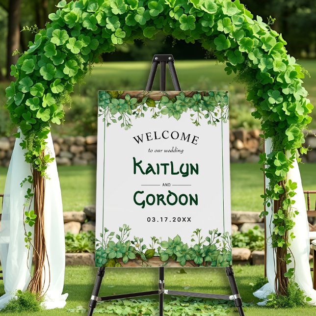 Greenery St. Patricks Day wedding welcome sign (Creator Uploaded)