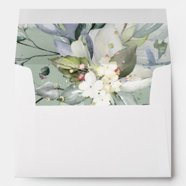 Greenery Stationery Return Address Liner Wedding Envelope (Back (Bottom))