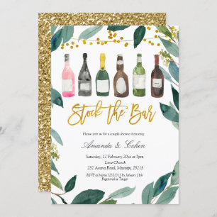 Greenery Stock the Bar Couple Shower Invitation