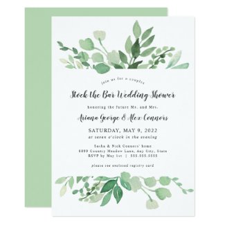 Greenery stock the bar wedding shower invitation