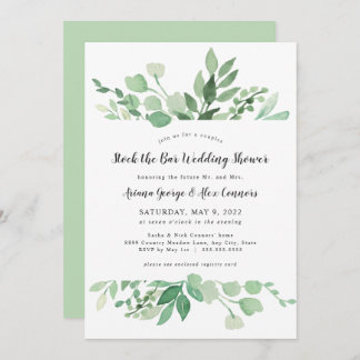 Greenery stock the bar wedding shower invitation