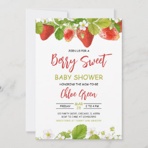  Greenery Strawberry Baby Shower Invitation