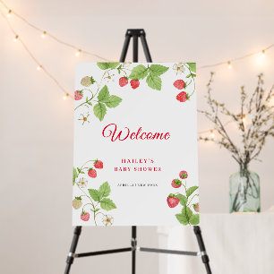 Greenery Strawberry Baby Shower Welcome Sign 