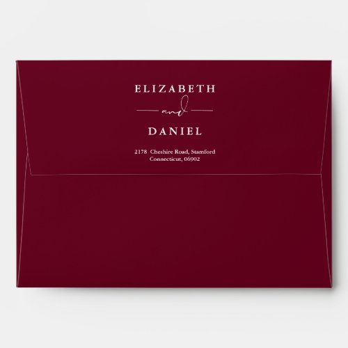 Greenery String Lights Burgundy Return Address Envelope