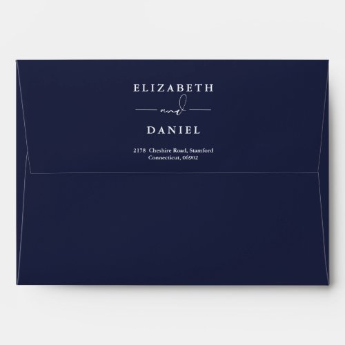 Greenery String Lights Navy Blue Return Address Envelope