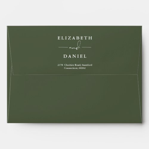 Greenery String Lights Olive Green Return Address Envelope