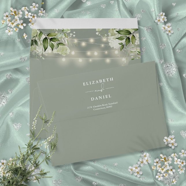 Greenery String Lights Sage Green Return Address Envelope (Greenery String Lights Sage Green Return Address Envelope)